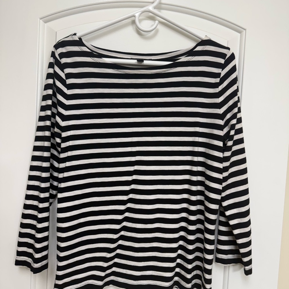 J. Crew Black and White Striped Long Sleeve Top